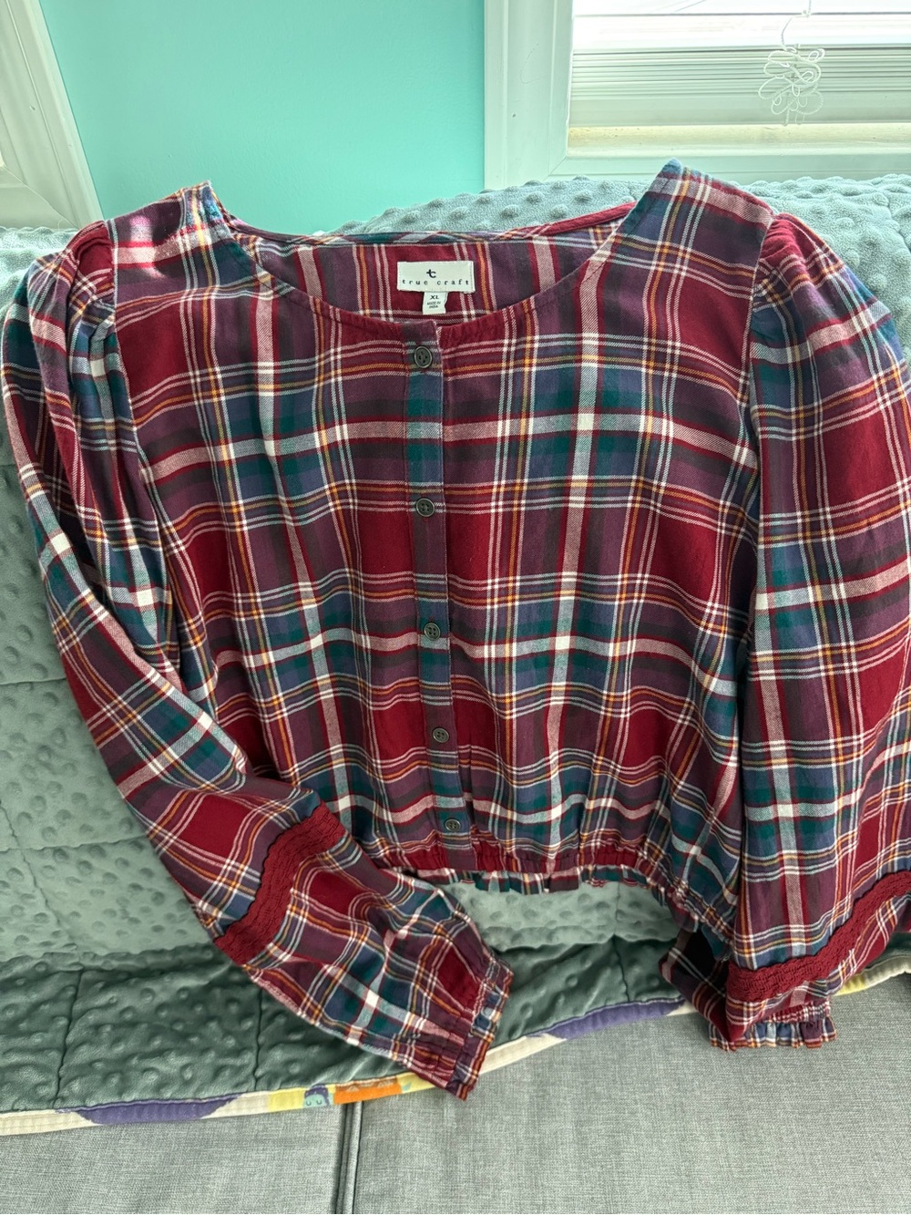 True Craft Red Plaid Button-Front Shirt